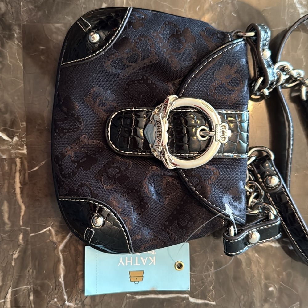 Kathy Van Zeeland Black Crossbody Bag with Silver Accents - Picture 2 of 5